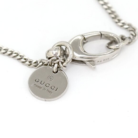 GUCCI blue Stone Cross Necklace 27" Silver 925 Auth w/Box p11061 - Picture 4 of 6